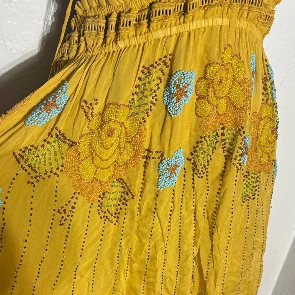 Free people sun beam halter mini dress beaded strappy open back RARE nwt‎ - Picture 4 of 8